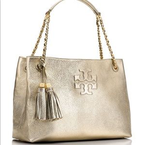 Tory Burch Gold Thea Shoulder Tote